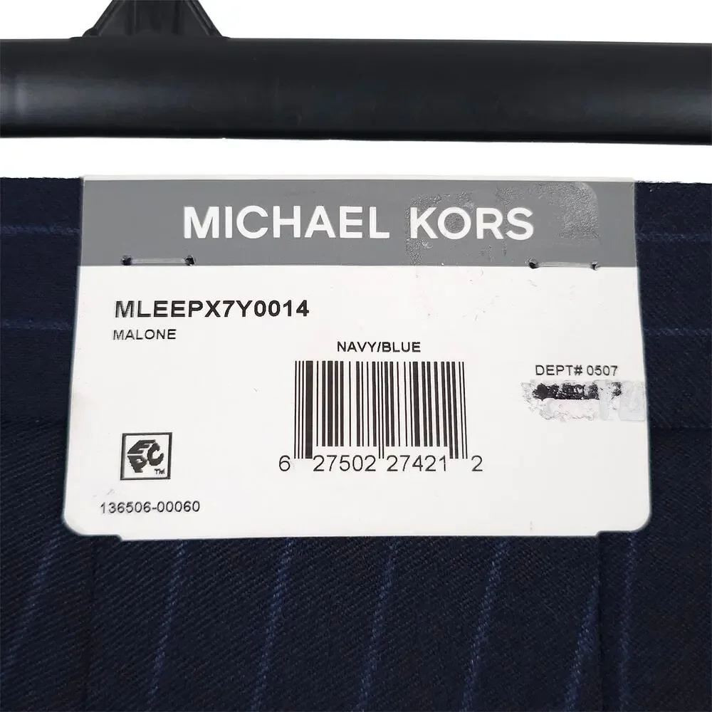 Michael Kors Mens Classic Fit Suit Pants 40x34 Navy Blue Pinstripe Wool Stretch